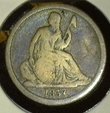 1837 Large Date U.S. Seated Liberty Dime, Good+