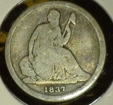 1837 Small Date U.S. Seated Liberty Dime, Good+
