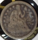 1849 O Type 3, Stars obverse U.S. Seated Liberty Dime, Good, damaged.