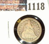1851 Type 3, Stars obverse U.S. Seated Liberty Dime, Good+.