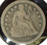 1856 O Type 3, Stars obverse U.S. Seated Liberty Dime, Good.