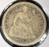 1861 S Civil War Date Type 5, Legend Obverse U.S. Seated Liberty Dime, VG. Mtg. 172,500.