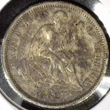 1862 Civil War Date Type 5, Legend Obverse U.S. Seated Liberty Dime, VF-EF with mottled toning.