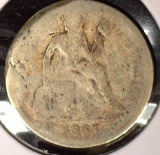 1865 Civil War Date Type 5, Legend Obverse U.S. Seated Liberty Dime, AG. Mtg. 10,000. Rare in all gr