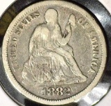 1882 Type 5, Legend obverse, U.S. Seated Liberty Dime, G.