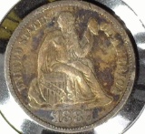 1887 S Type 5, Legend obverse, U.S. Seated Liberty Dime, Very Fine, dark toned.