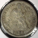1891 S Type 5, Legend obverse, U.S. Seated Liberty Dime, Very Fine.