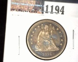 1875 Type 5, with motto U.S. Seated Liberty Quarter, Very Fine.