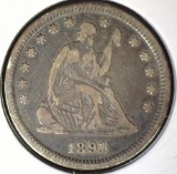 1891 Type 5, with motto U.S. Seated Liberty Quarter, Fine.