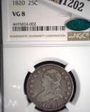 1820 Capped Bust Quarter, slabbed NGC VG8.