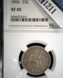 1856 P U.S. Seated Liberty Quarter, slabbed NGC XF45.