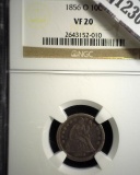 1856 O U.S. Seated Liberty Dime, slabbed NGC VF20.