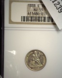 1888 S U.S. Seated Liberty Dime, slabbed NGC AU55.