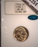 1913 P Type 1 Buffalo Nickel, NGC slabbed MS65.