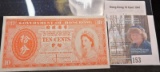 Government of Hong Kong, 1941 World War II Ten Cent Banknote.