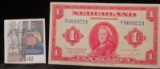 Feb. 4, 1943 Netherlands One Gulden Banknote, Pick # 64. High grade.