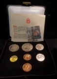 1975 Double Cent Canada Specimen set of Gem Uncirculated Coins. Cents to Dollar in original felt-lin