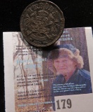 1906 Sweden Silver Krona coin which has been made into a broach, catch on back is missing, pin still