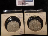 1958 Canada Silver Half Dollar labeled as having been found at Windthor Washington & 1959 Canada Sil