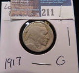 1917 P Buffalo Nickel, Good.