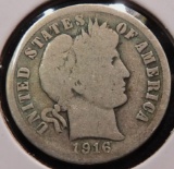 1916 P Barber Dime, Good.