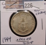 1944 Phillipines 50 centavos, .2411 oz silver