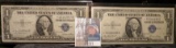 (2) Nice grade Series 1935 E Star Replacement $1 Silver Certificates in plastIc sleeves.
