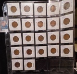 Partial Set of Lincoln Cents in a Plastic Page dating from 1910-58 D. (22 pcs.).