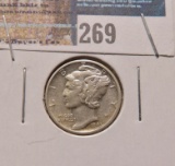 1943 D Silver Mercury Dime. High grade.
