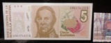 (1985?) Central Bank of the Republic of Argentina Five Australes, Pick #324, Replacement Note, CU.