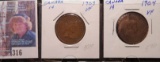 1903 & 1904 Canada Large Cents, both VF.