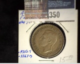 1941 (m) Australia Silver Florin, VF, KM40. Sterling Silver. .3363 oz. ASW.