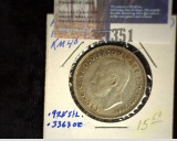 1943 (m) Australia Silver Florin, EF. KM40. Sterling Silver. .3363 oz. ASW.