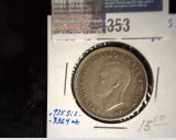 1944 S Australia Silver Florin, VF. KM40. Sterling Silver. .3363 oz. ASW.