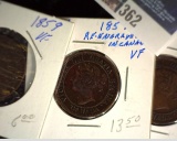 (3) different varieties of 1859 Canada Large Cents, first is regular issue in VF, 2nd is 1859 N9 Low