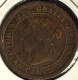 1876 H Open D variety Canada Large Cent, VF.