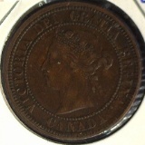 1876 H Closed D variety Canada Large Cent, VF.