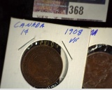 1908 VF & 1912 EF Canada Large Cents.
