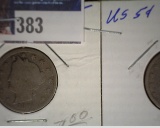 1895 & 1896 Liberty Nickels, both Good condition.