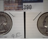 1938 P & 38 S Silver Washington Quarters, both Fine.