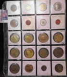 Plastic page containing (20) Miscellaneous Tokens, Presidential Medals, and etc.