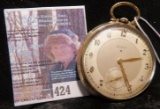 1933 Men's open face Elgin Pocket Watch, 17 jewels, Size 12, S/N 34055028, grade 495, 10K G.F. Appea