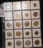 20-Pocket Plastic Page containing Various Tokens & Medals.