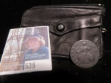 1737 Great Britain Half Penny in a black Leather zipper Purse.