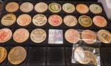 (23) Wooden Dollars, one of which is broke in half.