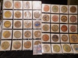 (40) Nebraska Wooden Nickels in a pair of plastic pages.