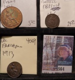 1921 Great Britain Large Penny, AU; 1881 H & 1913 Great Britain Farthings, both Choice Brown Uncircu