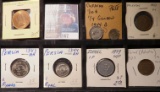 1955 South Africa Half Penny, Red BU; One & Two Ryals from Persia, BU; (3) Israel & Palestine Minors