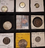 (8) Interesting Foreign Coins including Silver, one appears to be an unidentified India Silver Coin.