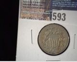 1867 U.S. Shield Nickel, EF.